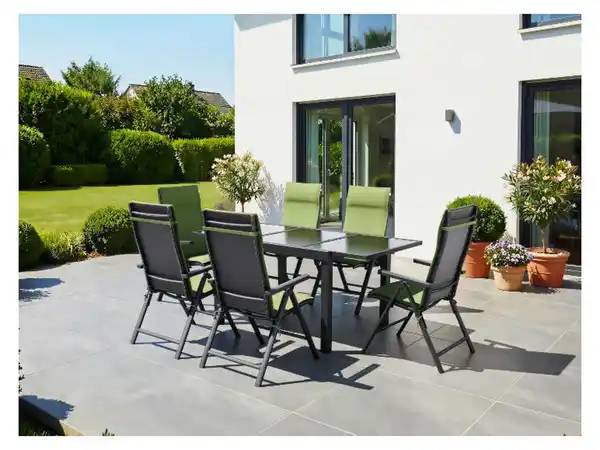 Bild 2 von LIVARNO® Alu-Set »Houston«, 7-teilig - Ausziehtisch & 6 Klappsessel, grau