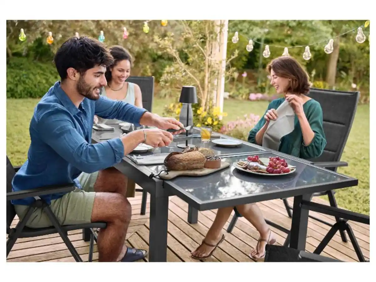 Bild 3 von LIVARNO® Alu-Set »Houston«, 7-teilig - Ausziehtisch & 6 Klappsessel, grau