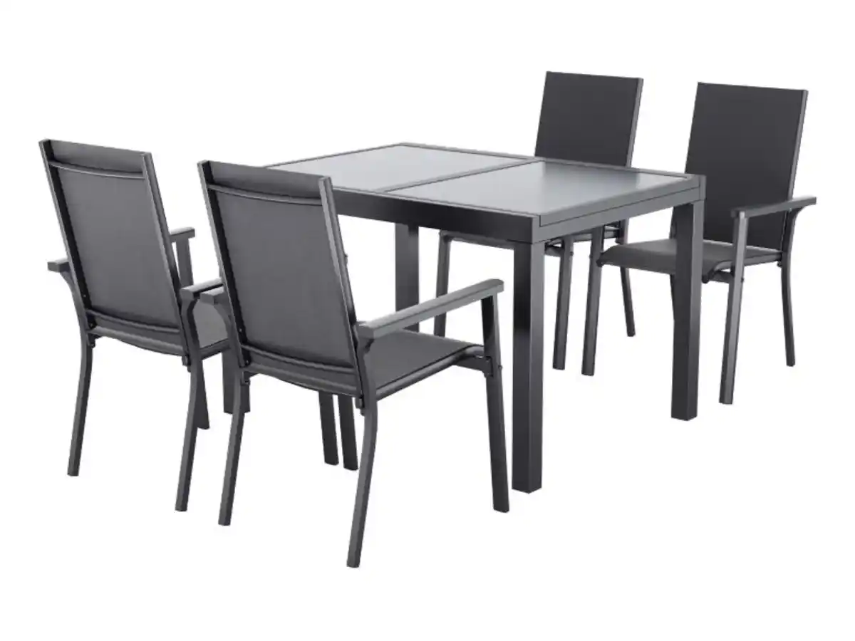Bild 1 von LIVARNO® Alu-Set »Houston« 5-teilig - Ausziehtisch und 4 Stapelsessel, anthrazit