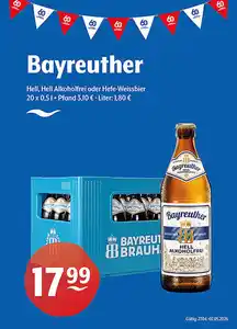 Bayreuther Hell, Hell Alkoholfrei oder Hefe-Weissbier