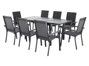 LIVARNO® Alu-Set »Houston«, 9-teilig - Ausziehtisch & 8 Stapelsessel, grau