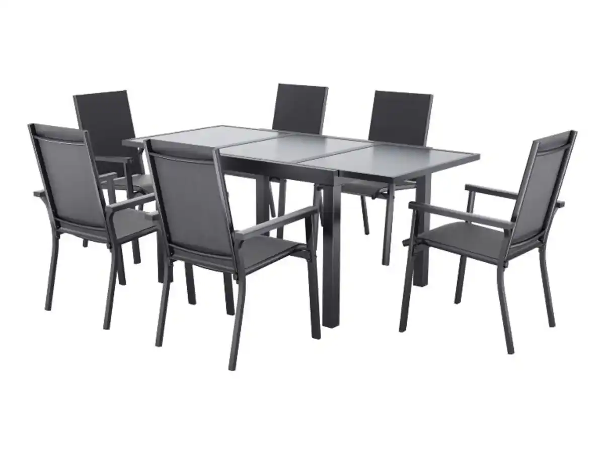 Bild 1 von LIVARNO® Alu-Set »Houston«, 7-teilig - Ausziehtisch & 6 Stapelsessel, anthrazit