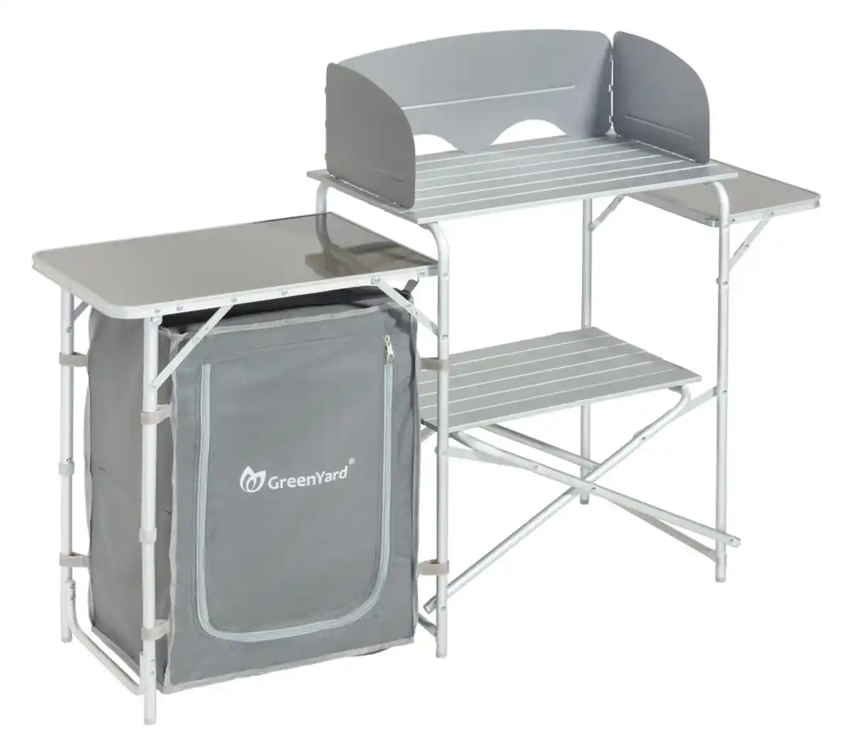 Bild 1 von Campingküche mit Windschutz, 2-stufigem Stoffschrank und Lampenständer, ca. 143 x 41 x 80 cm