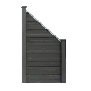 WPC-Sichtschutzzaun CORTEZA - 1x Schrägelement + 1x Pfosten - Schwarz