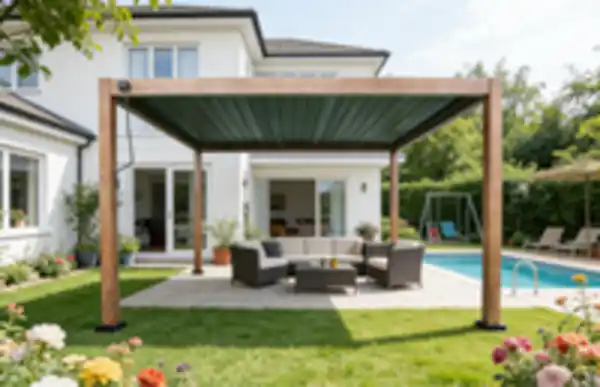 Bild 3 von Aluminium-Pergola mit beweglicher Flügeltür, ca. 3 x 3,6 m - Dunkelbraun