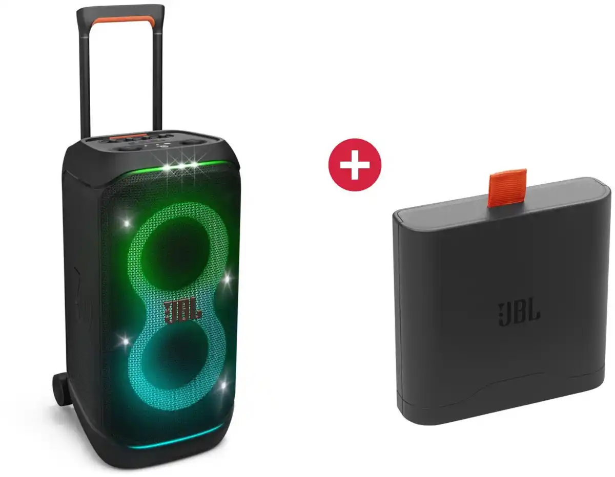 Bild 1 von Partybox Stage 320 Party-Lautsprecher schwarz + Dein Geschenk: JBL Battery 400 Akku-Pack für Stage 320