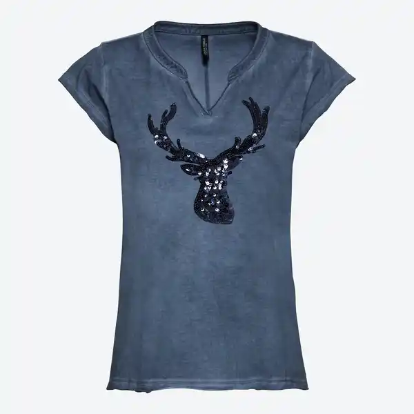 Bild 3 von Damen-Trachten-T-Shirt mit Hirsch-Motiv