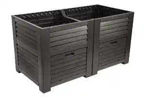 Hochbeet mit 2 Staufächern, ca. 150 x 76 x 78 cm - Anthrazit