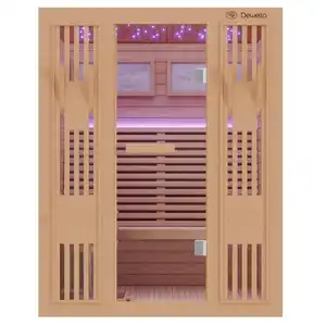 Finnische Sauna MINTO 150x130 Kabine aus Hemlock Tannenholz mit 4,5 kW Harvia Ofen