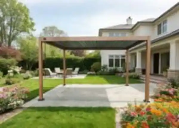 Bild 2 von Aluminium-Pergola mit beweglicher Flügeltür, ca. 3 x 3 m - Hellbraun