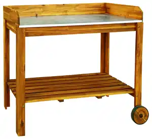 Pflanztisch aus Akazienholz mit Zinkplatte, ca. 111 x 49 x 91 cm - Braun