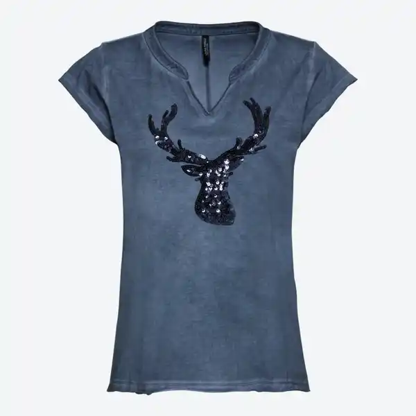 Bild 2 von Damen-Trachten-T-Shirt mit Hirsch-Motiv