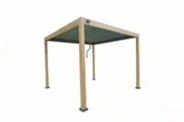Bild 4 von Aluminium-Pergola mit beweglicher Flügeltür und 4 Pfosten, ca. 3 x 4 M - Hellbraun