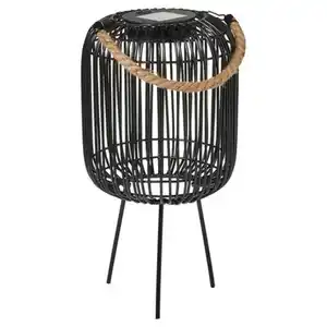 BELAVI Solar-Geflechtlaterne, Oval, Schwarz