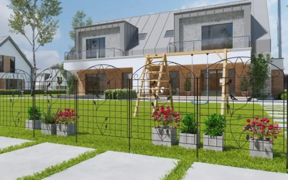 Bild 3 von Metall-Gartenzaun, M12, pulverbeschichtet, ca. 77,5 x 64 cm - Anthrazit