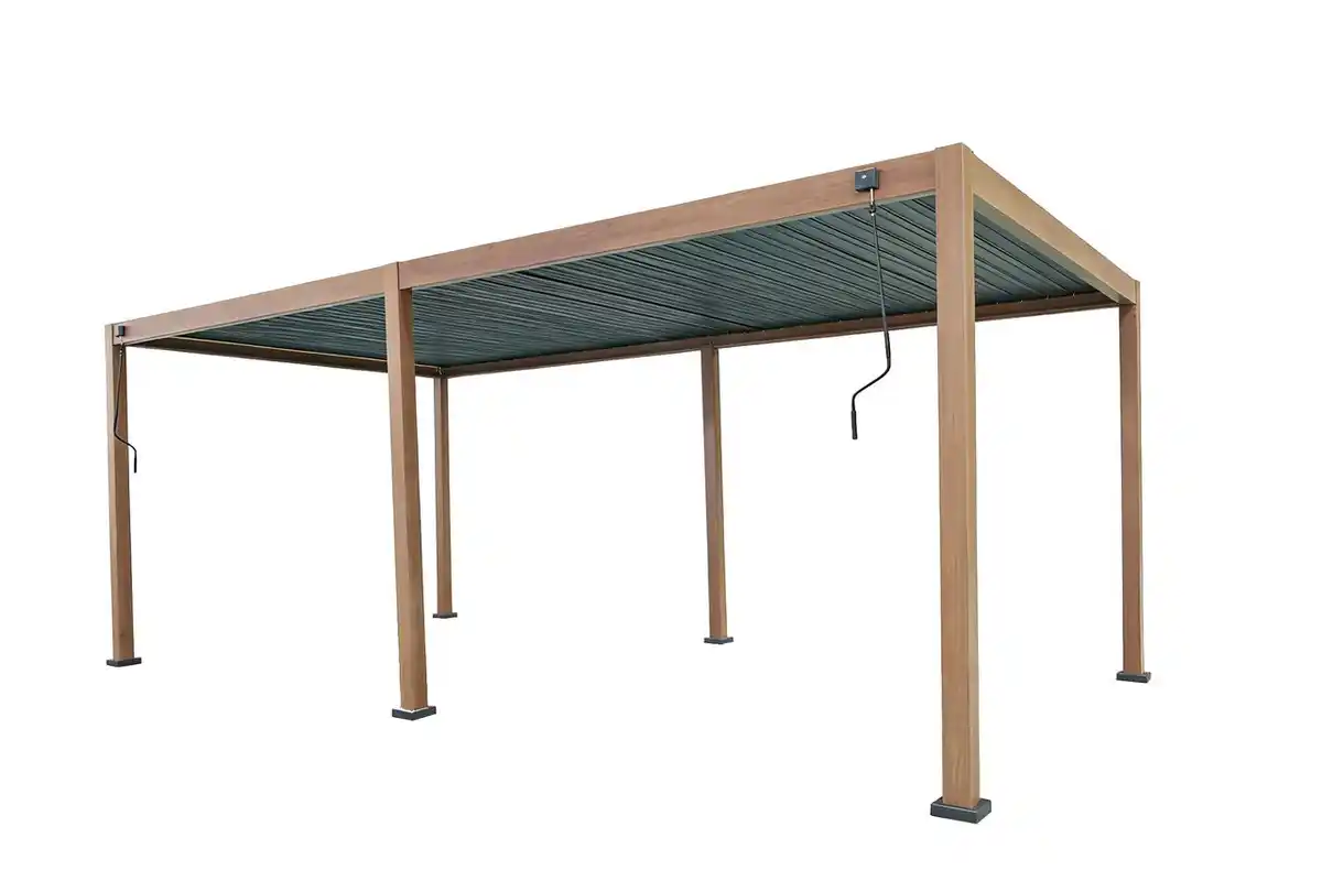 Bild 1 von Aluminium-Pergola mit beweglicher Flügeltür, ca. 3 x 6 m - Dunkelbraun