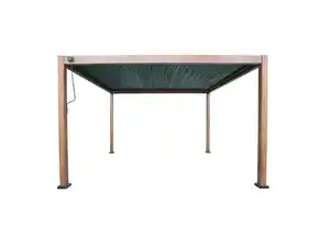 Aluminium-Pergola mit beweglicher Flügeltür, ca. 3 x 3,6 m - Dunkelbraun