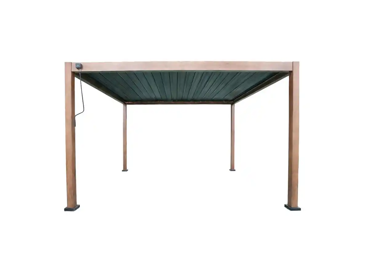 Bild 1 von Aluminium-Pergola mit beweglicher Flügeltür, ca. 3 x 3,6 m - Dunkelbraun