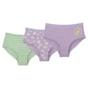 LILY & DAN Kinder Unterwäsche 3er-Set Hipster, Lila/Grün, 98/104