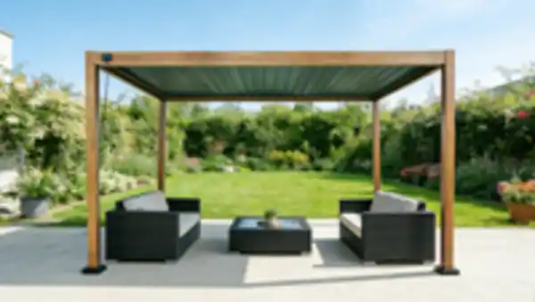 Bild 2 von Aluminium-Pergola mit beweglicher Flügeltür, ca. 3 x 4 m - Dunkelbraun