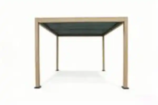 Bild 3 von Aluminium-Pergola mit beweglicher Flügeltür und 4 Pfosten, ca. 3 x 4 M - Hellbraun