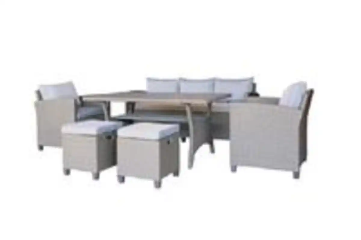 Bild 3 von 16tlg. Rattan Gartenmöbel Outdoor Gartensofa - Gartenset inklusive Kissen - grau meliert