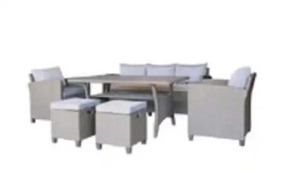 Bild 3 von 16tlg. Rattan Gartenmöbel Outdoor Gartensofa - Gartenset inklusive Kissen - grau meliert