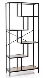 Standregal, ca. 83 x 34 x 185 cm – Braun/Schwarz