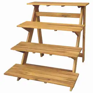 Klappbare Blumentreppe aus Akazienholz, ca. 74 x 78 x 76,5 cm  - Braun