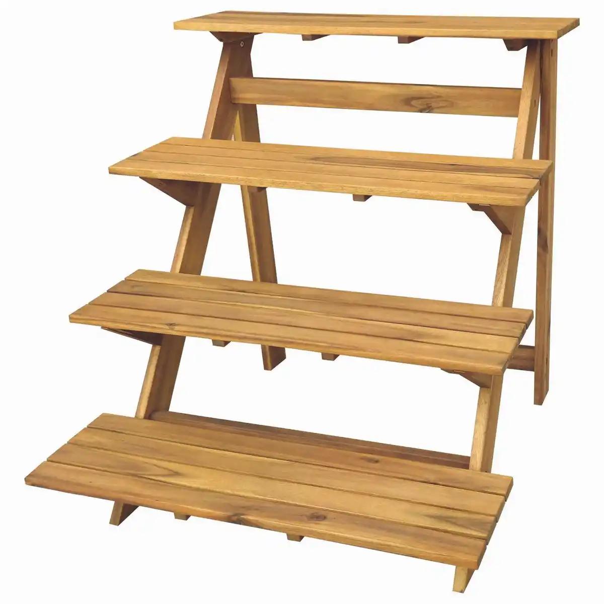 Bild 1 von Klappbare Blumentreppe aus Akazienholz, ca. 74 x 78 x 76,5 cm  - Braun