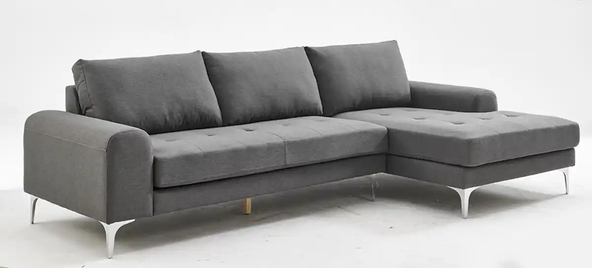 Bild 1 von Modernes Ecksofa mit gepolsterte Kissen, ca. 285 x 152/93 x 88 cm - Grau