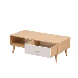 Couchtisch, ca. 120 x 60 x 40 cm - Eiche & Weiß
