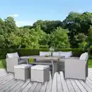 Bild 2 von 16tlg. Rattan Gartenmöbel Outdoor Gartensofa - Gartenset inklusive Kissen - grau meliert