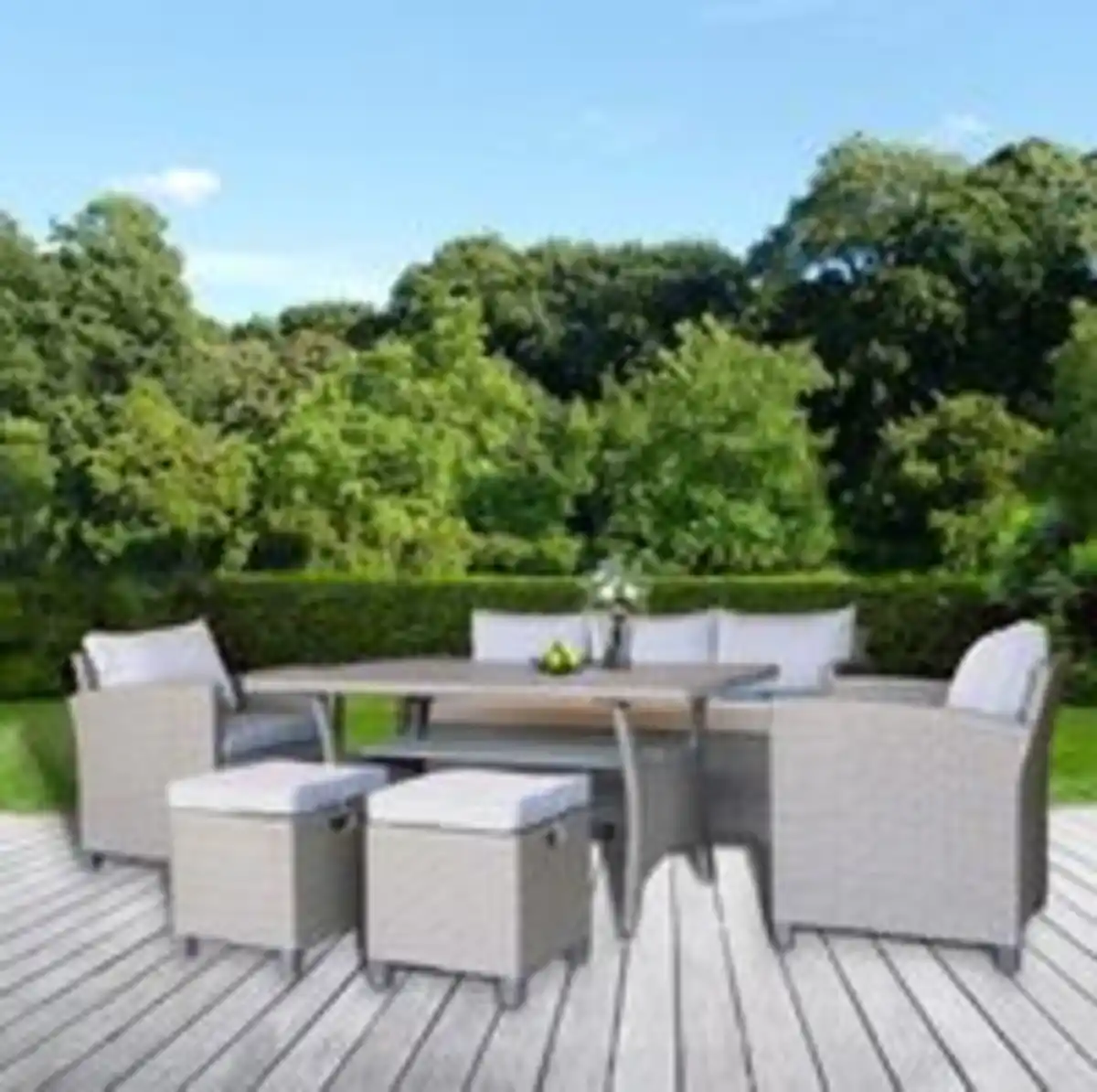 Bild 2 von 16tlg. Rattan Gartenmöbel Outdoor Gartensofa - Gartenset inklusive Kissen - grau meliert