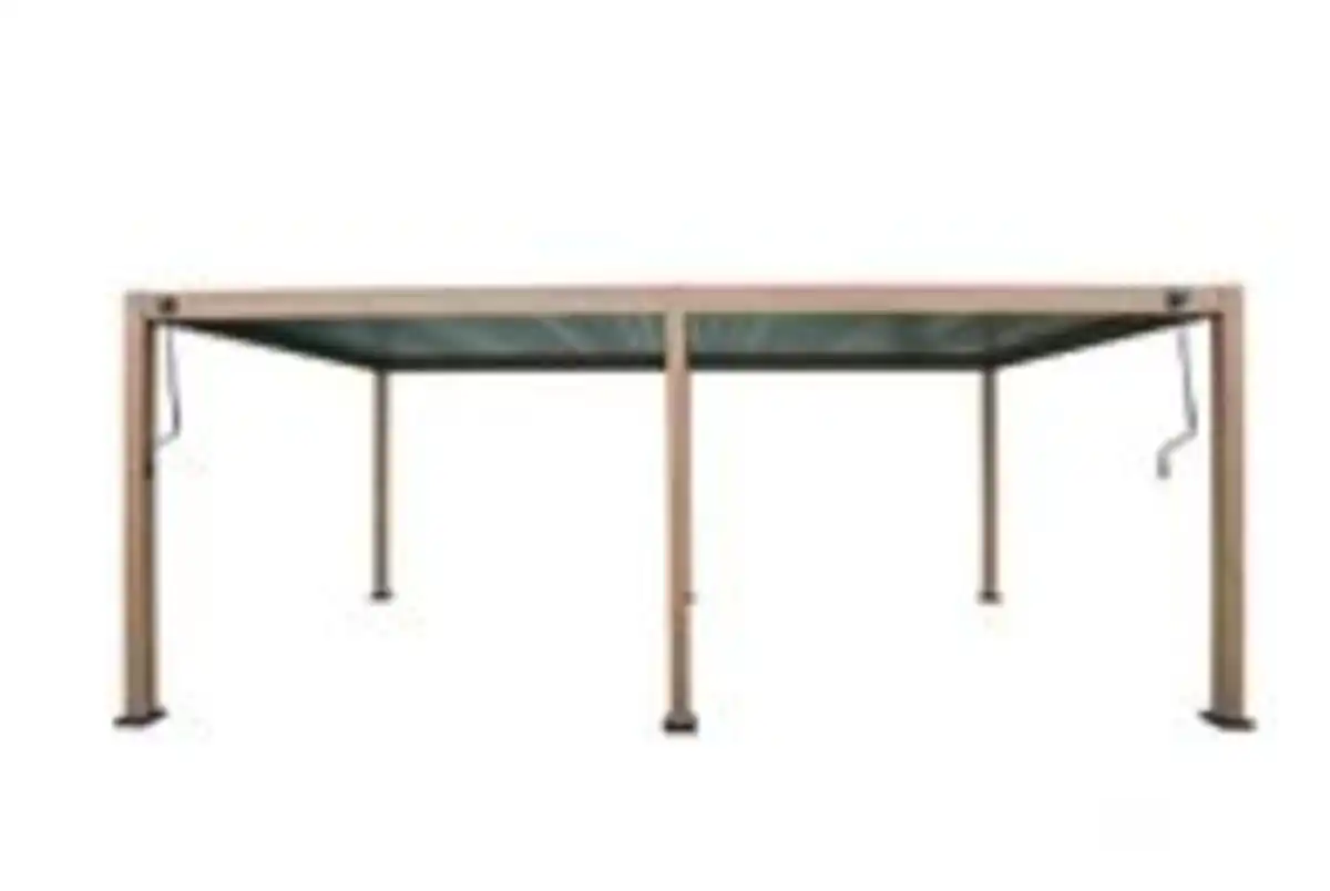 Bild 3 von Aluminium-Pergola mit beweglicher Flügeltür und 4 Pfosten, ca. 3 x 6 M - Hellbraun