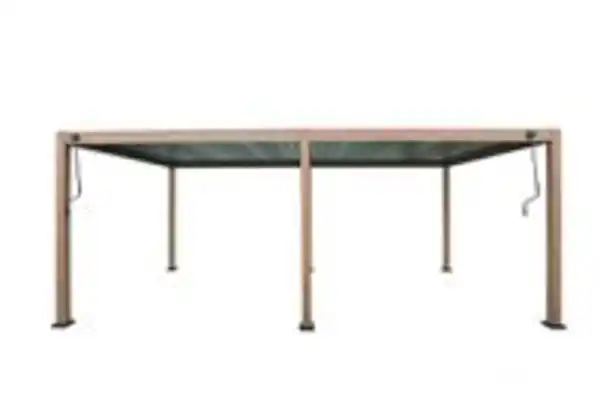 Bild 3 von Aluminium-Pergola mit beweglicher Flügeltür und 4 Pfosten, ca. 3 x 6 M - Hellbraun