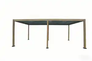 Aluminium-Pergola mit beweglicher Flügeltür und 4 Pfosten, ca. 3 x 6 M - Hellbraun