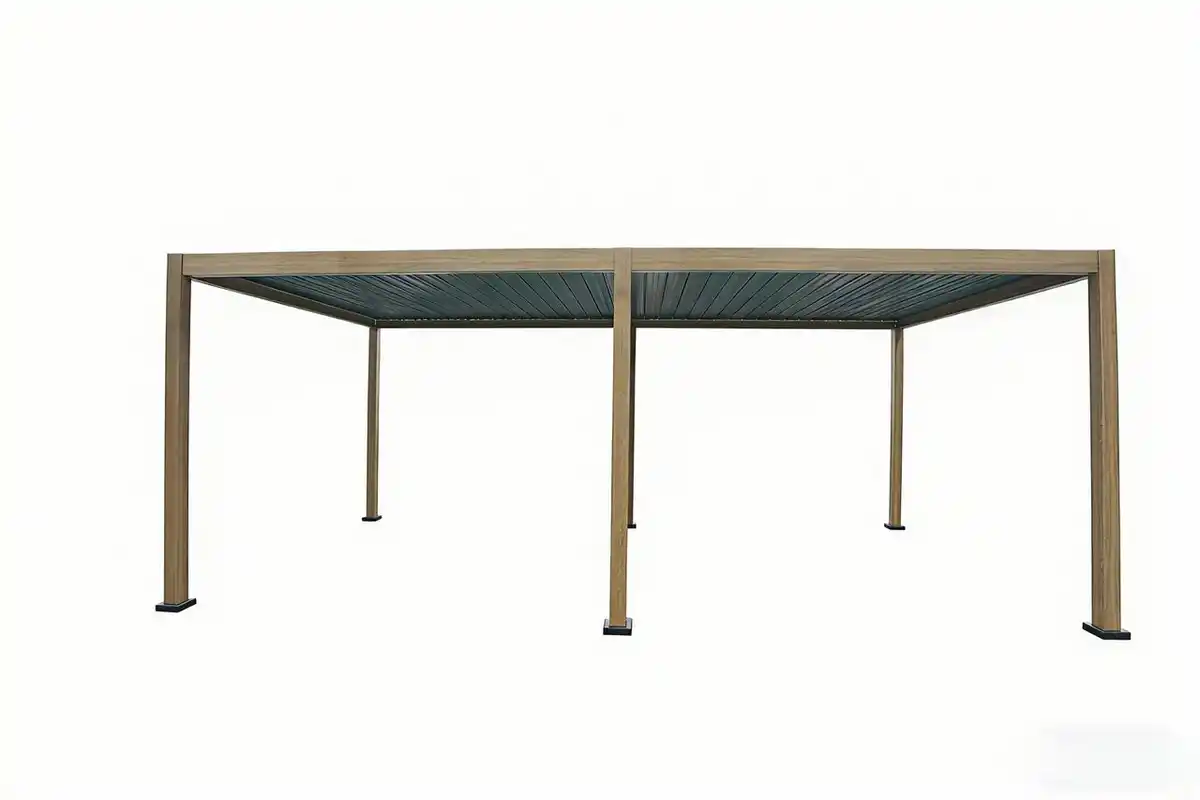 Bild 1 von Aluminium-Pergola mit beweglicher Flügeltür und 4 Pfosten, ca. 3 x 6 M - Hellbraun