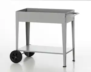 Metall-Hochbeet mit 2 PU Rädern aus pulverbeschichteter Stahl, ca. 85 x 50 x 80 cm - Grau