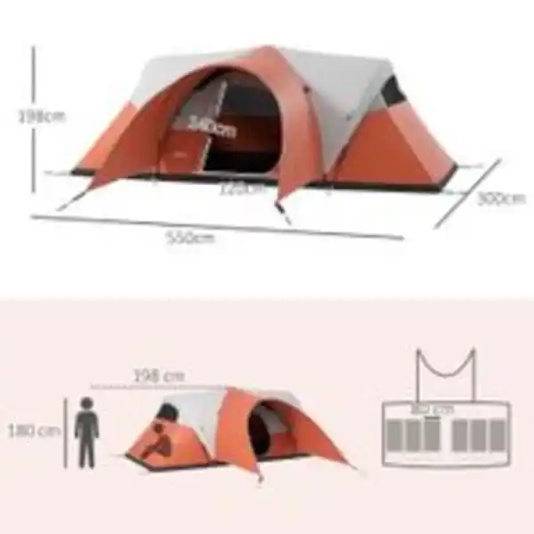 Bild 3 von Campingzelt, Tunnelzelt, wasserabweisend Familienzelt für 6 Personen