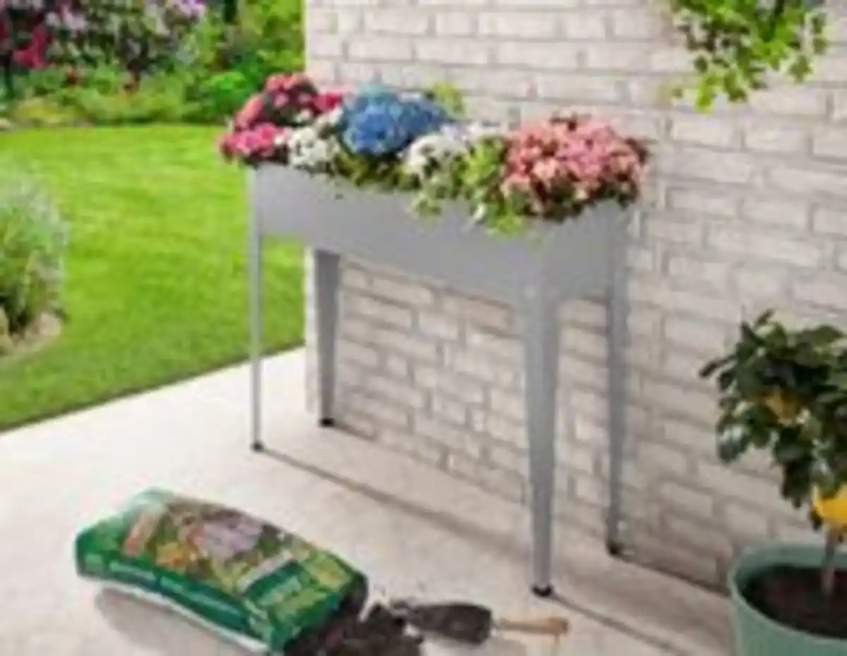 Bild 2 von Metall-Hochbeet, ca. 100 x 40 x 80 cm - Grau