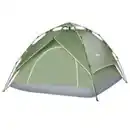 Bild 2 von Doppelzelt Campingzelt Outdoorzelt Familienzelt Quick-Up-Zelt 2 Erwachsene + 1 Kind 4 Jahreszeiten wasserdicht Tragetasche 2 Türen Polyester + Glasfaser Dunkelgrün 210 x 210 x 140 cm