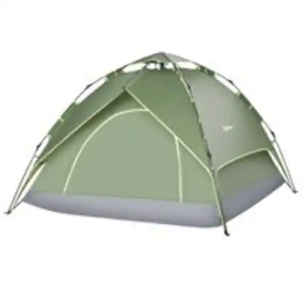 Bild 2 von Doppelzelt Campingzelt Outdoorzelt Familienzelt Quick-Up-Zelt 2 Erwachsene + 1 Kind 4 Jahreszeiten wasserdicht Tragetasche 2 Türen Polyester + Glasfaser Dunkelgrün 210 x 210 x 140 cm