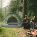 Bild 3 von Doppelzelt Campingzelt Outdoorzelt Familienzelt Quick-Up-Zelt 2 Erwachsene + 1 Kind 4 Jahreszeiten wasserdicht Tragetasche 2 Türen Polyester + Glasfaser Dunkelgrün 210 x 210 x 140 cm