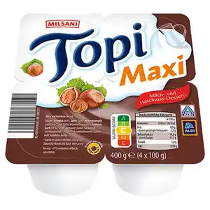 MILSANI Topi-Dessert 4 x 100 g, Milch und Haselnuss