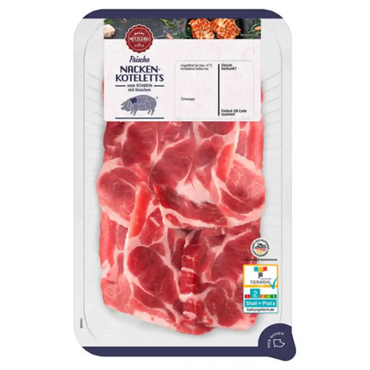 Bild 1 von MEINE METZGEREI Schweinekoteletts 700 g, Nackenkotelett