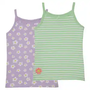 LILY & DAN Kinder Unterwäsche 2er -Set Unterhemden, Lila/Grün, 98/104
