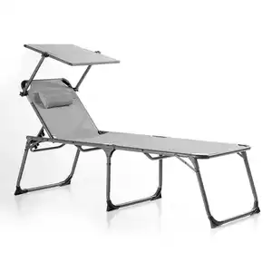 XXL-Komfort-Sonnenliege inkl. Kissen gepolstert aus Aluminium, ca. 193 x 67 x 48 cm - Anthrazit