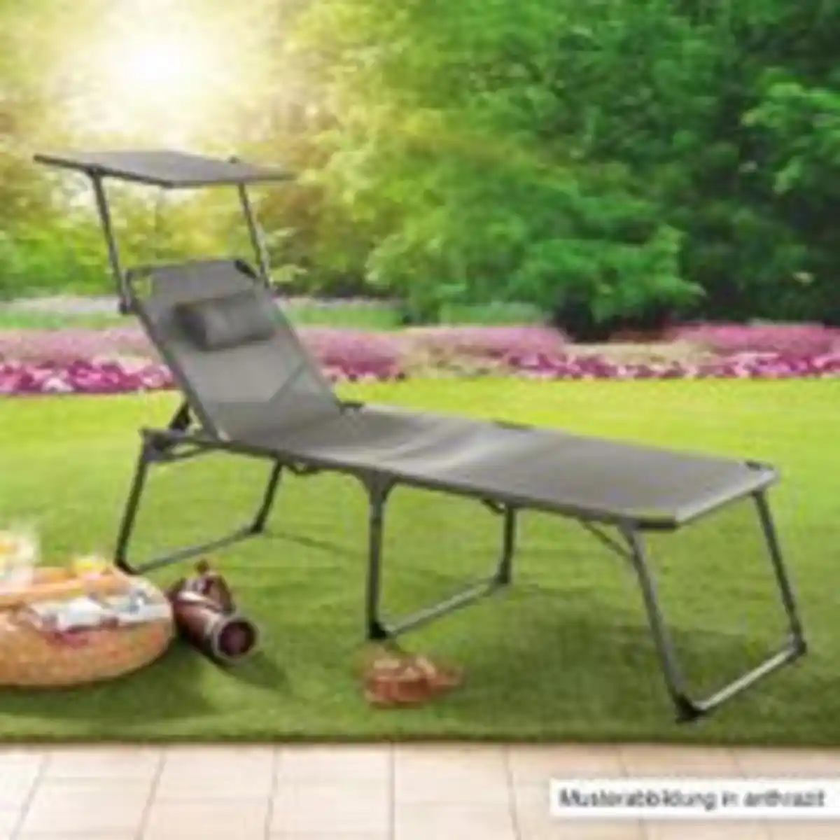 Bild 2 von XXL-Komfort-Sonnenliege inkl. Kissen gepolstert aus Aluminium, ca. 193 x 67 x 48 cm - Anthrazit