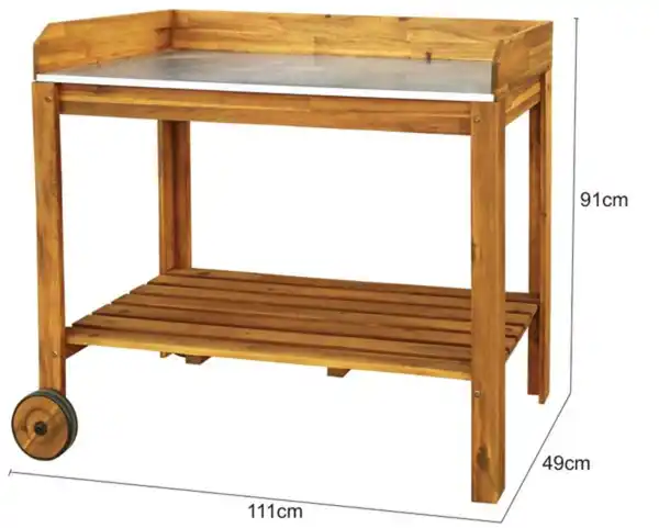 Bild 3 von Pflanztisch aus Akazienholz mit Zinkplatte, ca. 111 x 49 x 91 cm - Braun